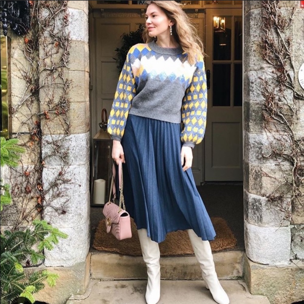 ZARA Sequin Argyle Sweater - Picture 6 of 8
